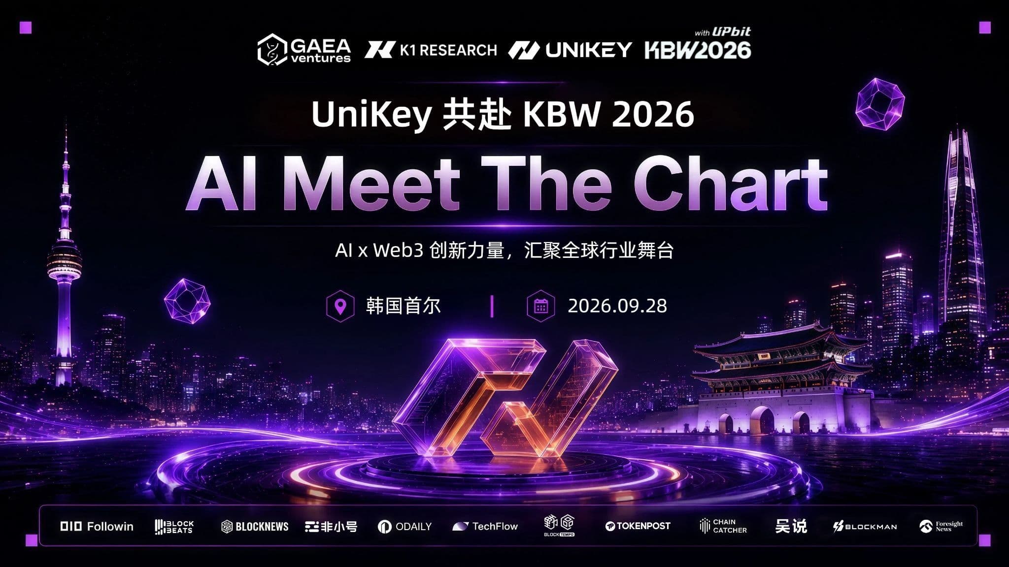 共话 AI 新机遇 | UniKey 联合主办 KBW 首尔周边活动 “AI Meet the Chart”—— 联合创始人 Matt Wilson 将出席分享 AI 基础设施落地实践