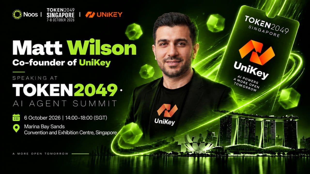 Shining at TOKEN2049 Singapore: AI Access Network UniKey Becomes Official Partner of AI Agent Summit, Co-Founder Matt Wilson to Deliver Keynote Speech