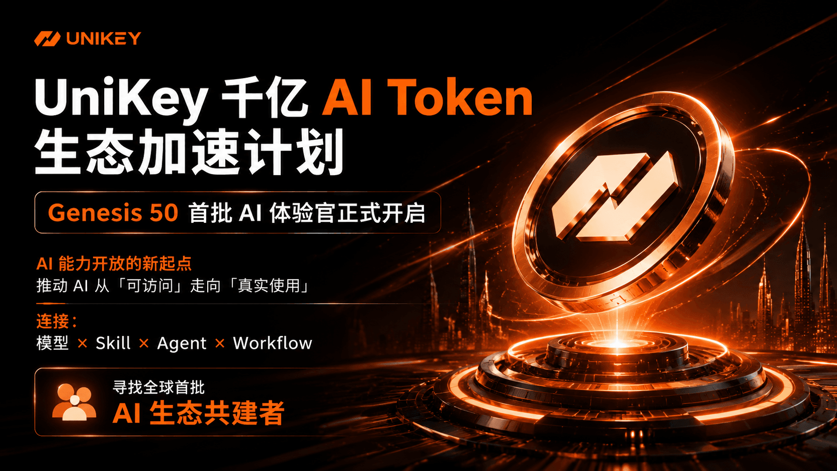 千亿 AI Token 生态加速计划启动:UniKey Genesis 50 正式开启首批体验官招募